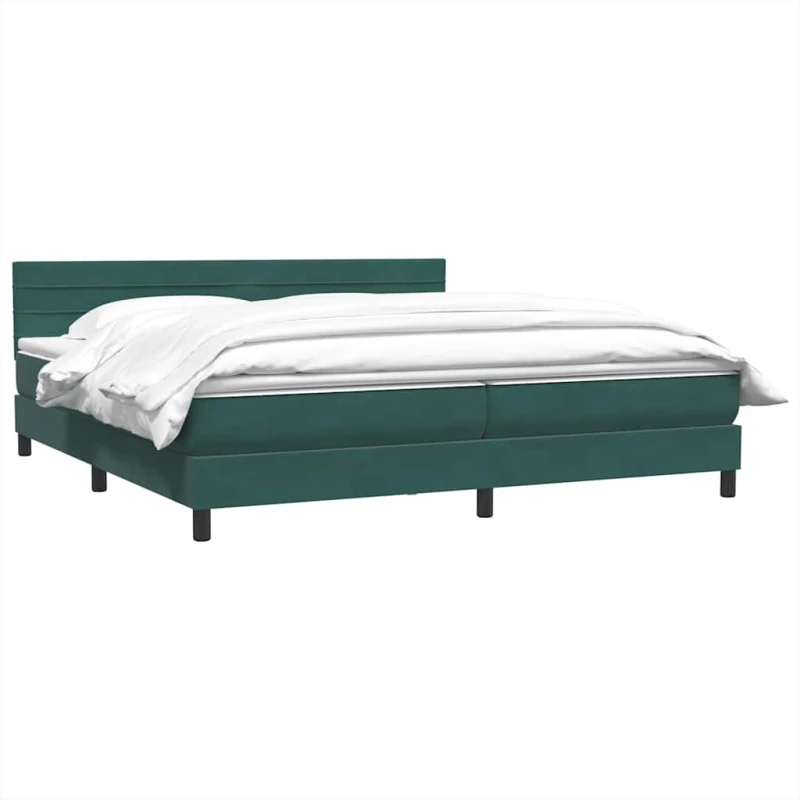 vidaXL Box Spring κρεβάτι με στρώμα σκούρο πράσινο 180x220cm Βελούδινο