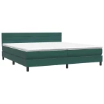 vidaXL Box Spring κρεβάτι με στρώμα σκούρο πράσινο 180x220cm Βελούδινο