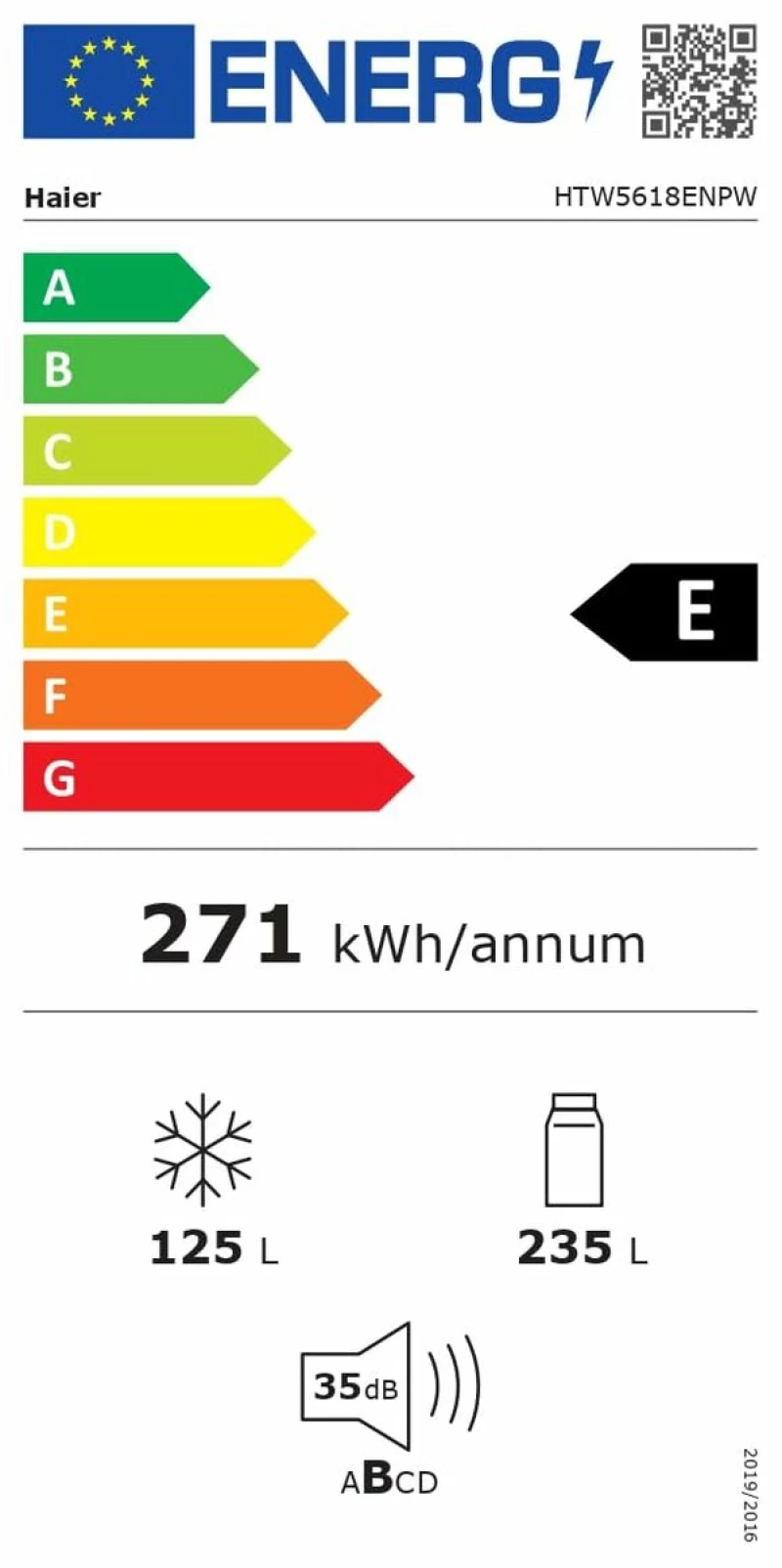Συνδυασμένο Ψυγείο Haier HTR5618ENPW 185 Λευκό