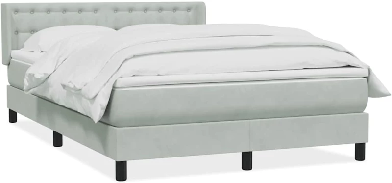 vidaXL Κρεβάτι Boxspring με Στρώμα Ανοιχτό Γκρι 160x210 εκ. Βελούδινο