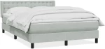 vidaXL Κρεβάτι Boxspring με Στρώμα Ανοιχτό Γκρι 160x210 εκ. Βελούδινο