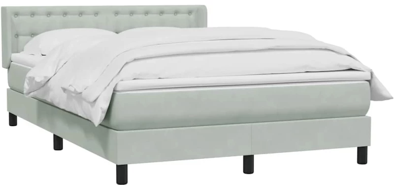 vidaXL Κρεβάτι Boxspring με Στρώμα Ανοιχτό Γκρι 160x210 εκ. Βελούδινο