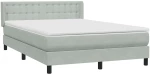vidaXL Κρεβάτι Boxspring με Στρώμα Ανοιχτό Γκρι 160x210 εκ. Βελούδινο
