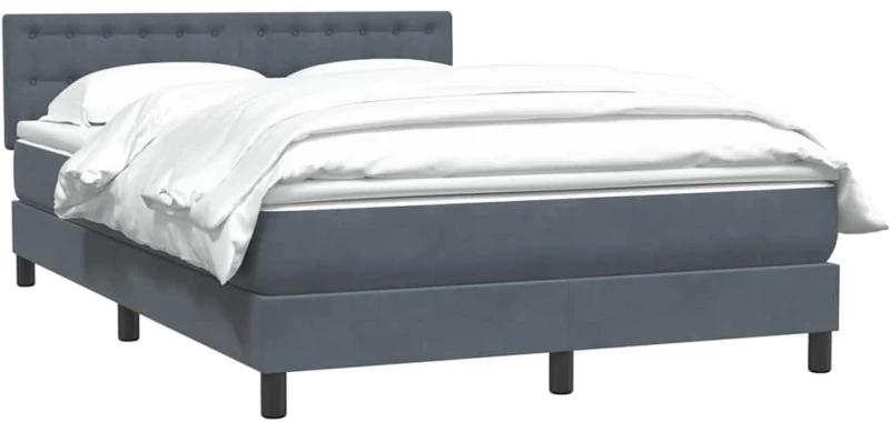 vidaXL Κρεβάτι Boxspring με Στρώμα Σκούρο Γκρι 160x210 εκ. Βελούδινο