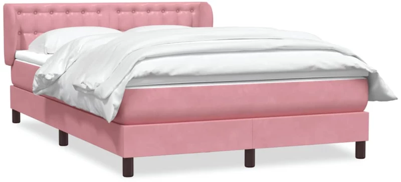 vidaXL Box Spring κρεβάτι με στρώμα ροζ 160x220 cm Βελούδινο