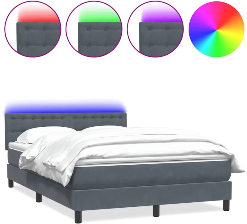 vidaXL Κρεβάτι Boxspring με Στρώμα Σκούρο Γκρι 160x210 εκ. Βελούδινο