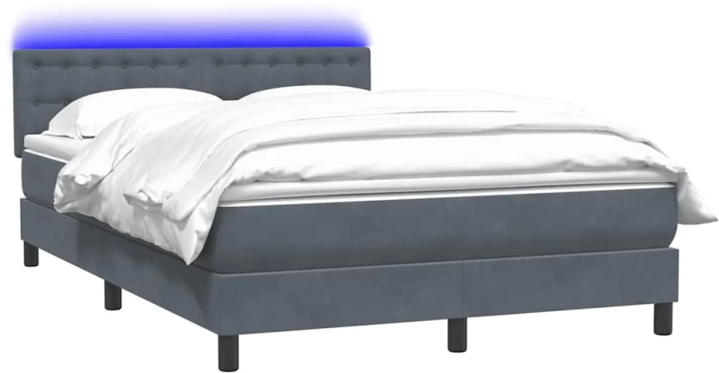 vidaXL Κρεβάτι Boxspring με Στρώμα Σκούρο Γκρι 160x210 εκ. Βελούδινο