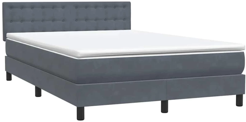 vidaXL Κρεβάτι Boxspring με Στρώμα Σκούρο Γκρι 160x210 εκ. Βελούδινο