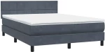 vidaXL Κρεβάτι Boxspring με Στρώμα Σκούρο Γκρι 160x210 εκ. Βελούδινο