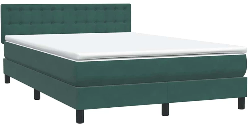 vidaXL Box Spring κρεβάτι με στρώμα σκούρο πράσινο 160x220cm Βελούδινο