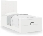 vidaXL Οθωμανικό κρεβάτι με στρώμα Λευκό 80x200cm Faux Leather
