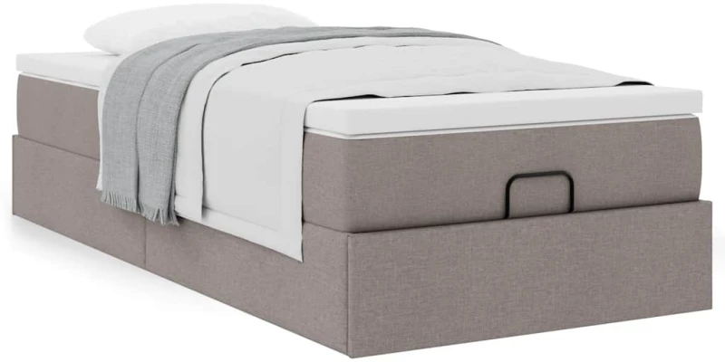 vidaXL Οθωμανικό κρεβάτι με στρώμα Taupe 80x200cm ύφασμα