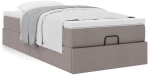 vidaXL Οθωμανικό κρεβάτι με στρώμα Taupe 80x200cm ύφασμα