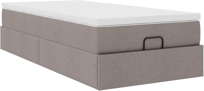 vidaXL Οθωμανικό κρεβάτι με στρώμα Taupe 80x200cm ύφασμα