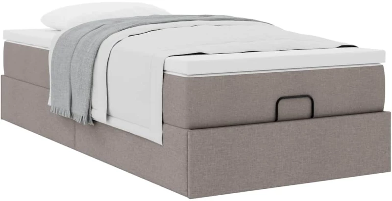 vidaXL Οθωμανικό κρεβάτι με στρώμα Taupe 80x200cm ύφασμα