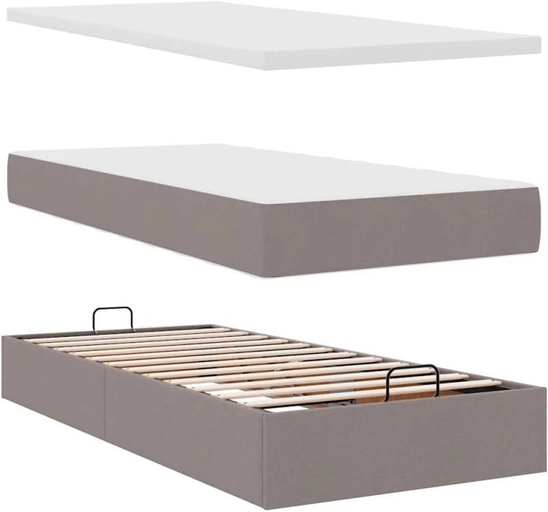 vidaXL Οθωμανικό κρεβάτι με στρώμα Taupe 80x200cm ύφασμα