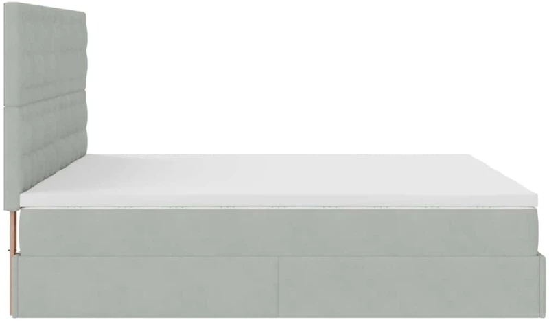 vidaXL Οθωμανικό κρεβάτι με στρώματα & LEDs Ανοιχτό γκρι Βελούδο