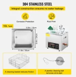 VEVOR 10L Digital Ultrasonic Cleaner Heater Timer Jewelry Eyeglasses Cleaning