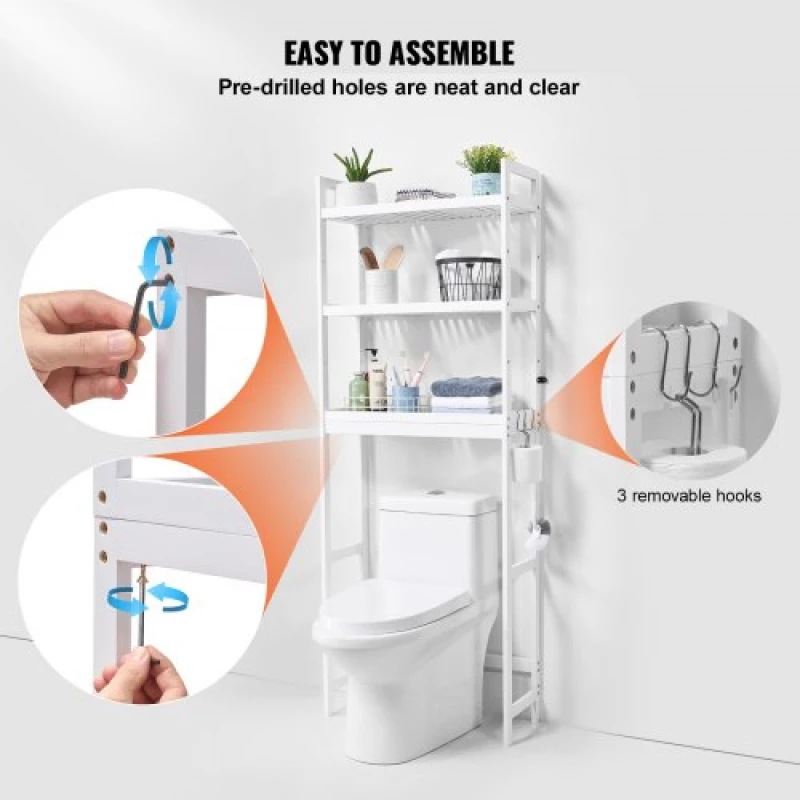 VEVOR Over the Toilet Storage 3-Tier Bathroom Shelf Rack Space Saver Organizer