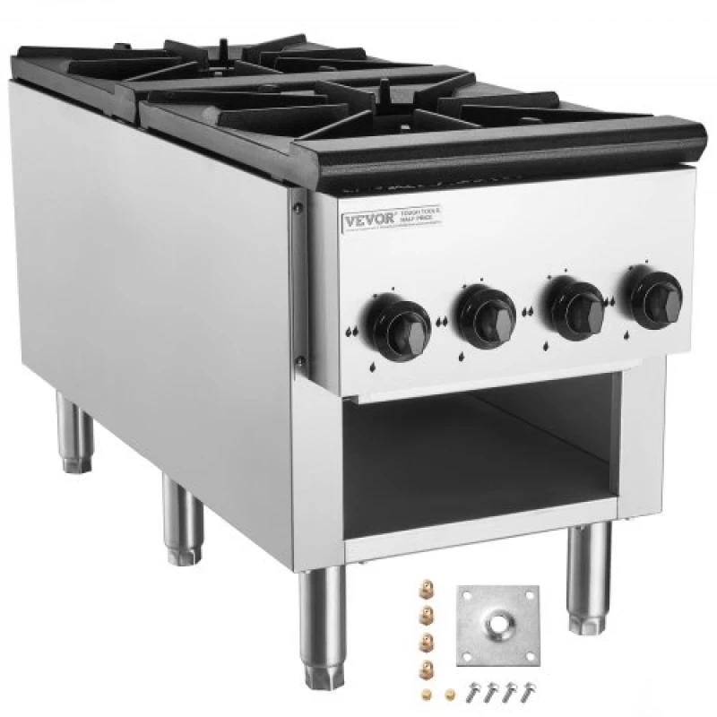 VEVOR Commercial Gas Range Stove 2 Burners Countertop Cooking Hot Plate Kitchen