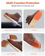 VEVOR Steel Toe Work Boots UK Size 10 Waterproof Moc Toe for Men Slip-Resistant