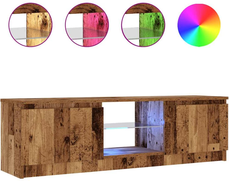 vidaXL Έπιπλο Τηλεόρασης LED Όψη Παλαιού Ξύλου 120x30x36 εκ.Επεξ. Ξύλο