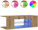 vidaXL Έπιπλο Τηλεόρασης με LED Αρτισιανή Δρυς 90x39x30 εκ Επεξ.Ξύλο
