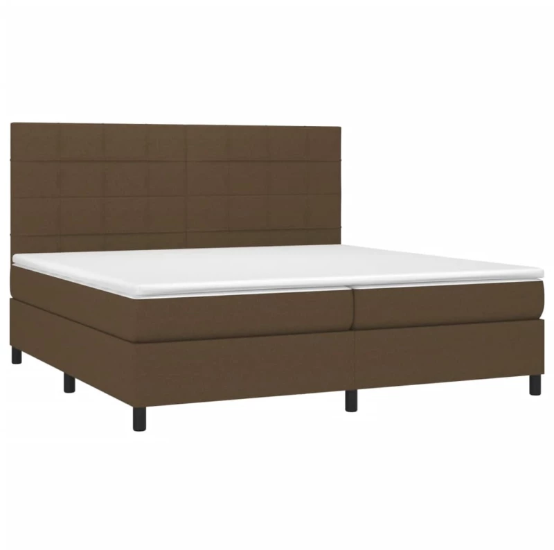 vidaXL Κρεβάτι Boxspring με Στρώμα & LED Σκ.Καφέ 200x200εκ. Υφασμάτινο
