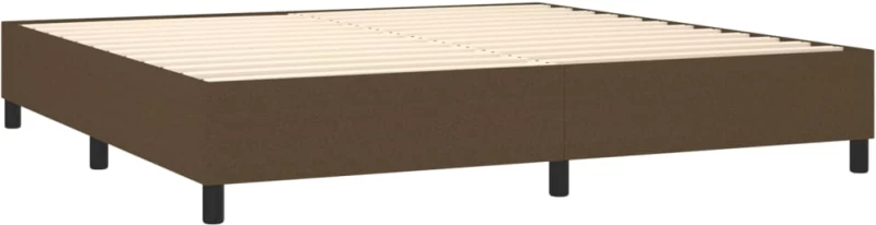 vidaXL Κρεβάτι Boxspring με Στρώμα & LED Σκ.Καφέ 200x200εκ. Υφασμάτινο