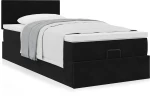 vidaXL Οθωμανικό κρεβάτι με στρώμα Μαύρο 80x200cm Velvet