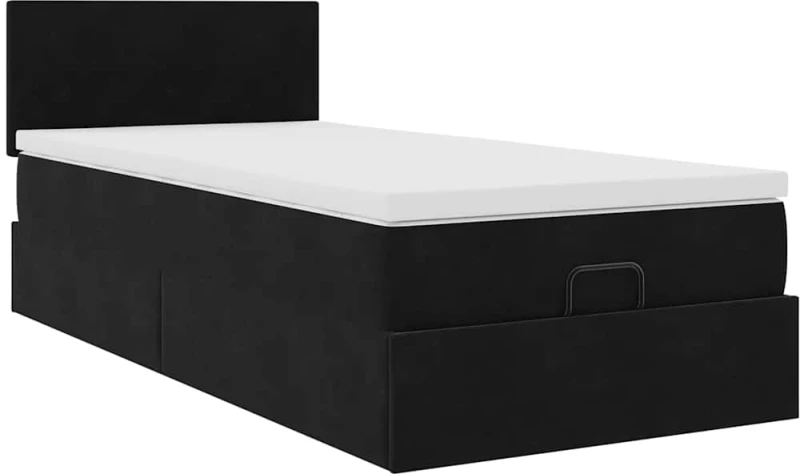 vidaXL Οθωμανικό κρεβάτι με στρώμα Μαύρο 80x200cm Velvet