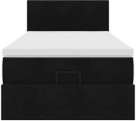 vidaXL Οθωμανικό κρεβάτι με στρώμα Μαύρο 80x200cm Velvet