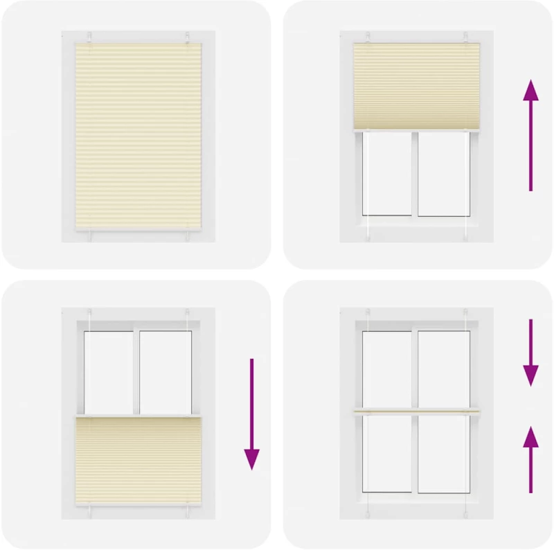 vidaXL Πλισέ περσίδα Κρέμα 85x100 cm Πλάτος υφάσματος 84,4 cm