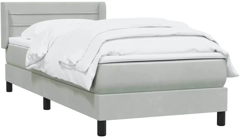 vidaXL Box Spring κρεβάτι με στρώμα ανοιχτό γκρι 80x220 cm Βελούδινο