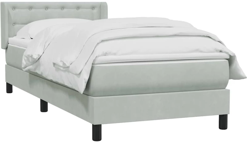 vidaXL Box Spring κρεβάτι με στρώμα ανοιχτό γκρι 80x220 cm Βελούδινο