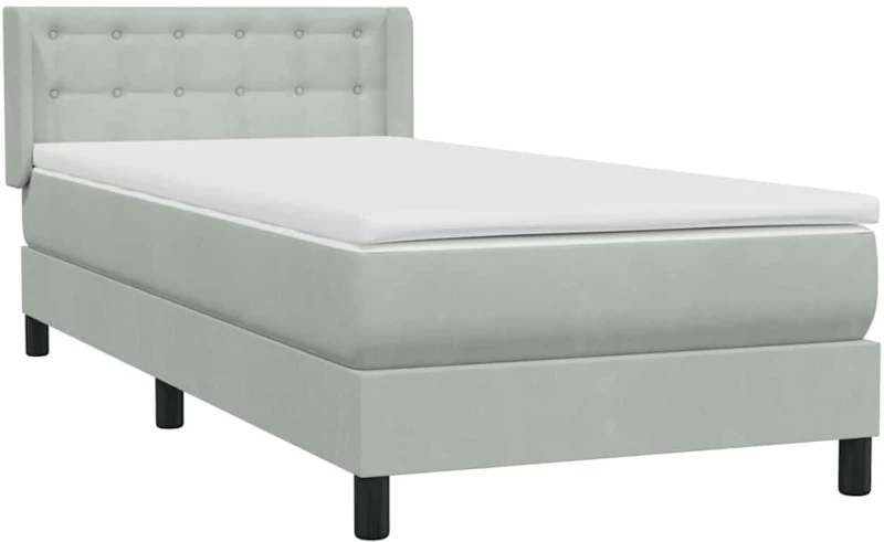 vidaXL Box Spring κρεβάτι με στρώμα ανοιχτό γκρι 80x220 cm Βελούδινο