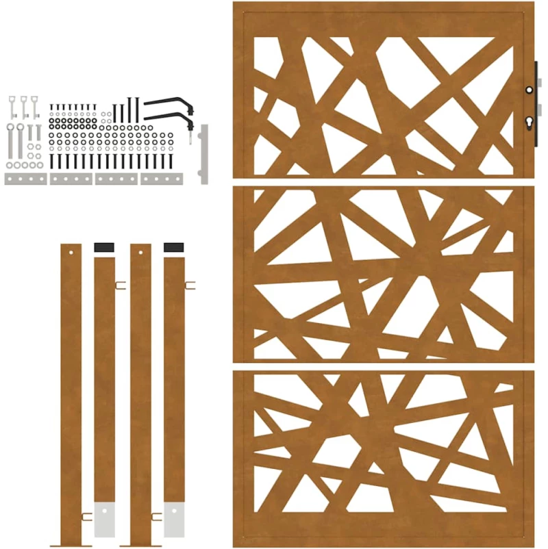 vidaXL Πύλη κήπου 105x155 cm από καιρικό χάλυβα Light Design