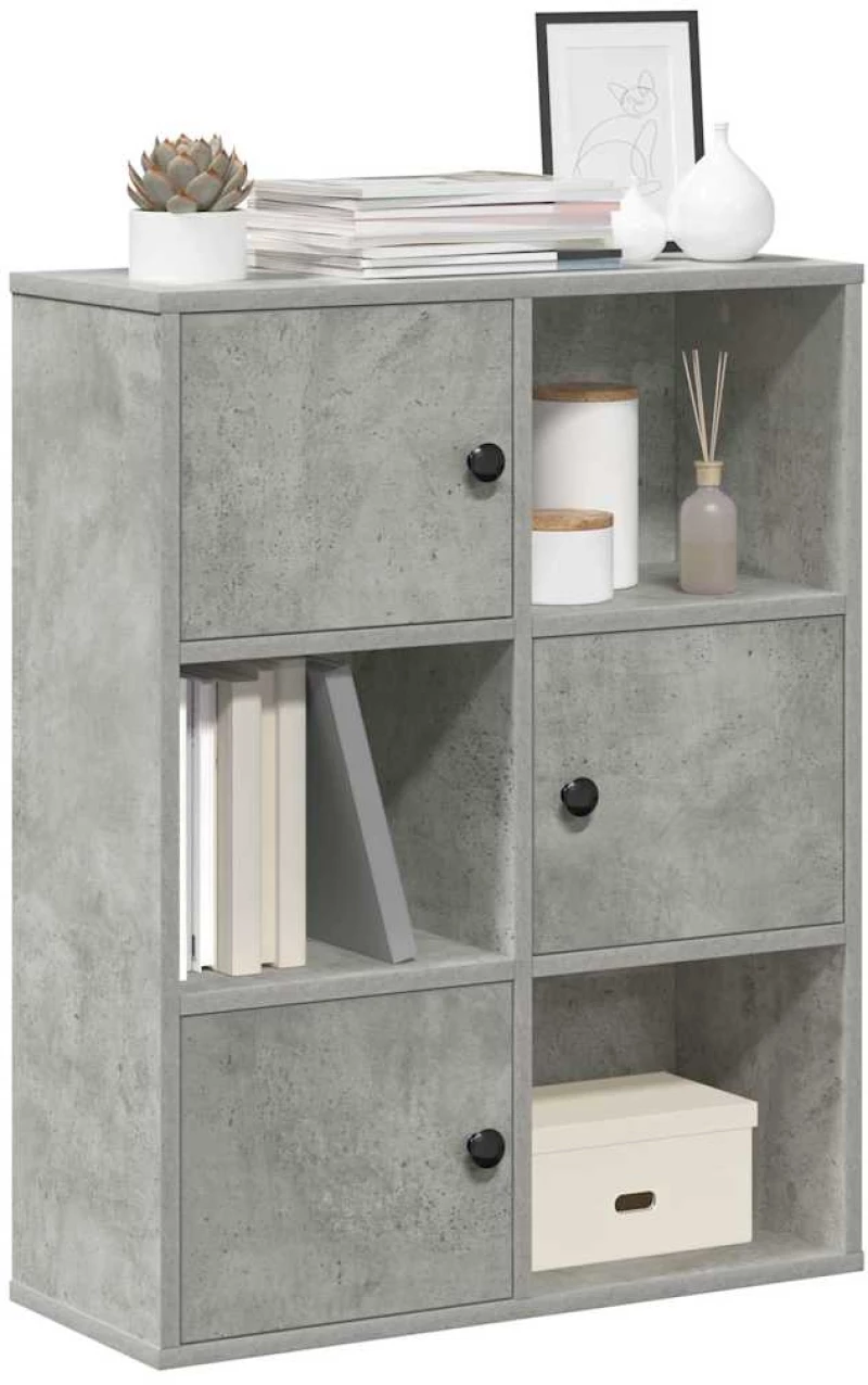 vidaXL Βιβλιοθήκη Γκρι Σκυροδέματος 60x24x76,5 εκ. Επεξεργ. Ξύλο