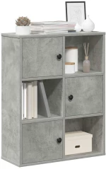 vidaXL Βιβλιοθήκη Γκρι Σκυροδέματος 60x24x76,5 εκ. Επεξεργ. Ξύλο