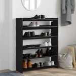 Ράφι παπουτσιών vidaXL Μαύρο 80x25x100 cm Κατασκευασμένο ξύλο
