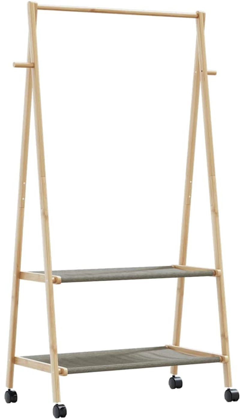 vidaXL Ράφι ρούχων με ράφια και ρόδες 96x45,5x155,5 cm Μπαμπού