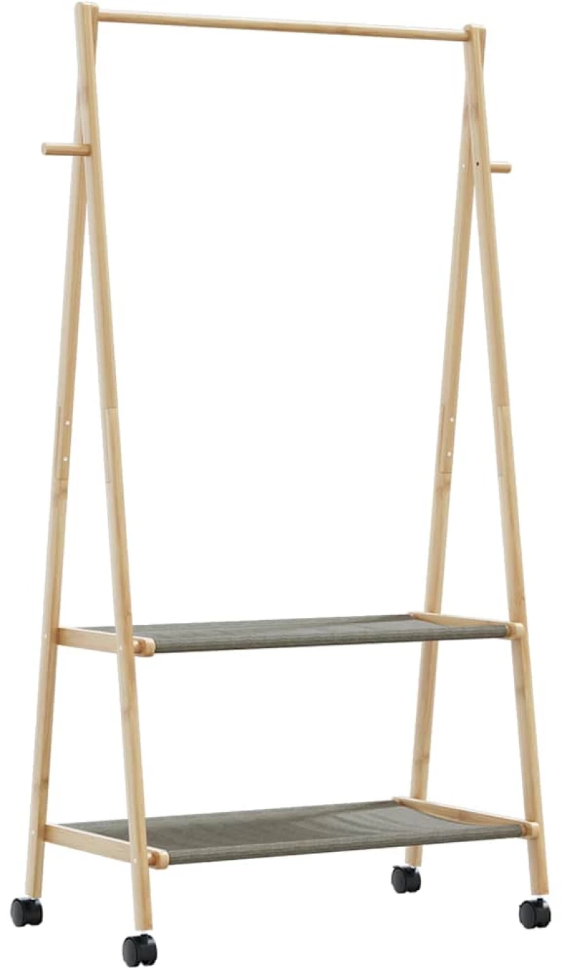 vidaXL Ράφι ρούχων με ράφια και ρόδες 96x45,5x155,5 cm Μπαμπού