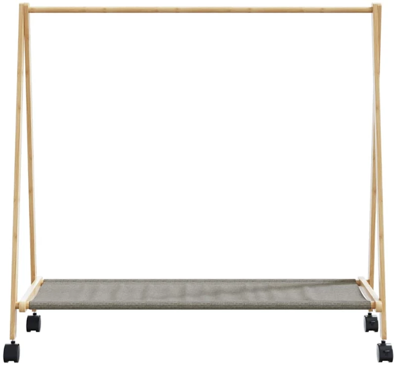 vidaXL Ράφι ρούχων με ράφια και ρόδες 106x34x106,5 cm Μπαμπού