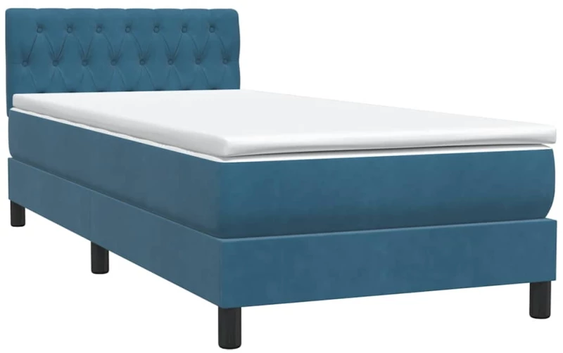 vidaXL Box Spring κρεβάτι με στρώμα σκούρο μπλε 80x210 εκ. Βελούδινο