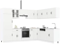 vidaXL Σετ ντουλαπιών κουζίνας 14 τεμαχίων Lucca Λευκό μηχανικό ξύλο