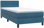 vidaXL Κρεβάτι Boxspring με Στρώμα Σκούρο Μπλε 80x220 εκ. Βελούδινο