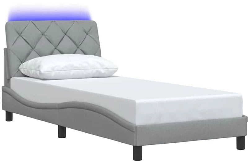 vidaXL Σκελετός Κρεβατιού με LED Χωρίς Στρώμα Αν. Γκρι 90x190 εκ.
