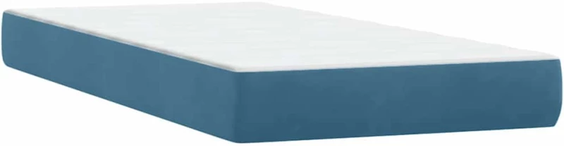 vidaXL Box Spring κρεβάτι με στρώμα σκούρο μπλε 80x210 εκ. Βελούδινο