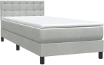 vidaXL Box Spring κρεβάτι με στρώμα ανοιχτό γκρι 90x220 εκ. Βελούδινο
