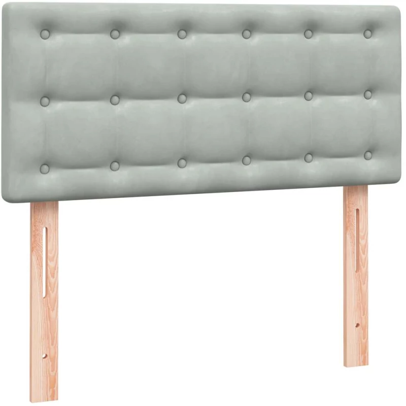 vidaXL Box Spring κρεβάτι με στρώμα ανοιχτό γκρι 90x220 εκ. Βελούδινο